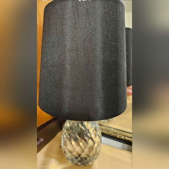 Rachel Zoe Crystal Base Mini Light Fixture Black Shade 8" Tall crystal: 4.5" - Picture 3 of 5